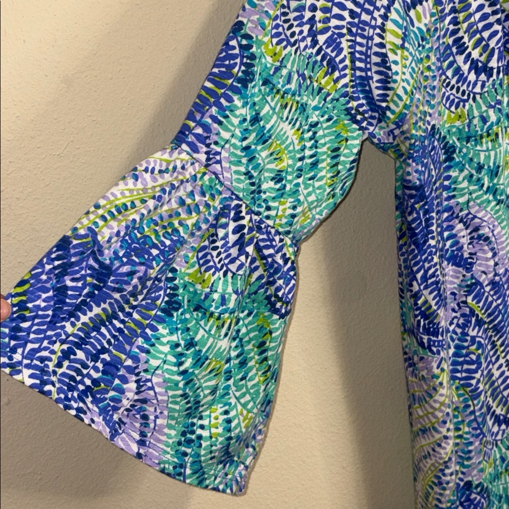 LILLY PULITZER DEL LAGO TUNIC DRESS in BLUE CURRENT FANTASEA Size Large - Picture 2 of 6